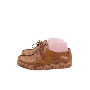 Zobr Women's Brown Leather Lace Up Classic Moc Toe Casual Sneaker Size 8